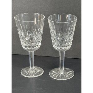 Waterford Lismore Crystal Wine Glasses 5.5" Set of 2 Cut Glass Stems
